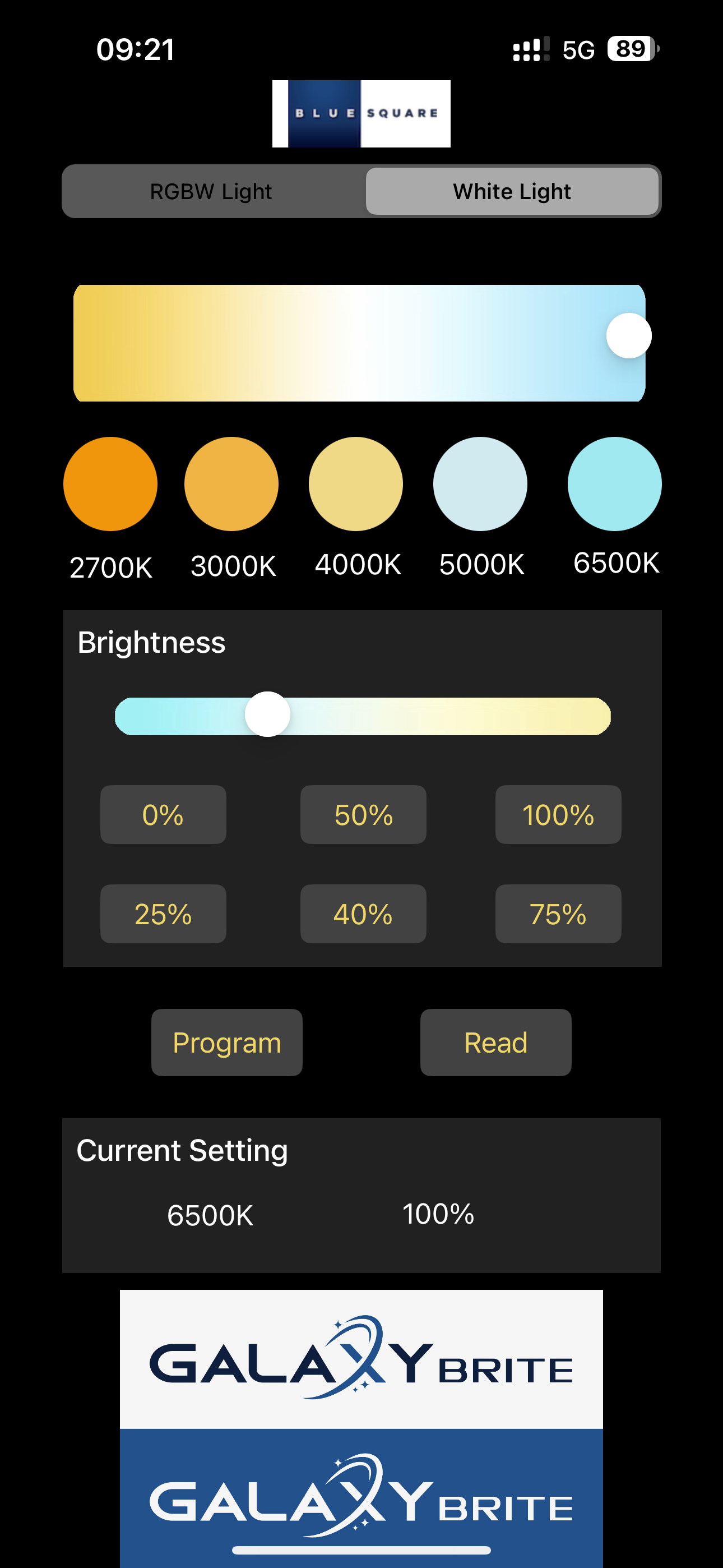 White Light Setup Screenshot